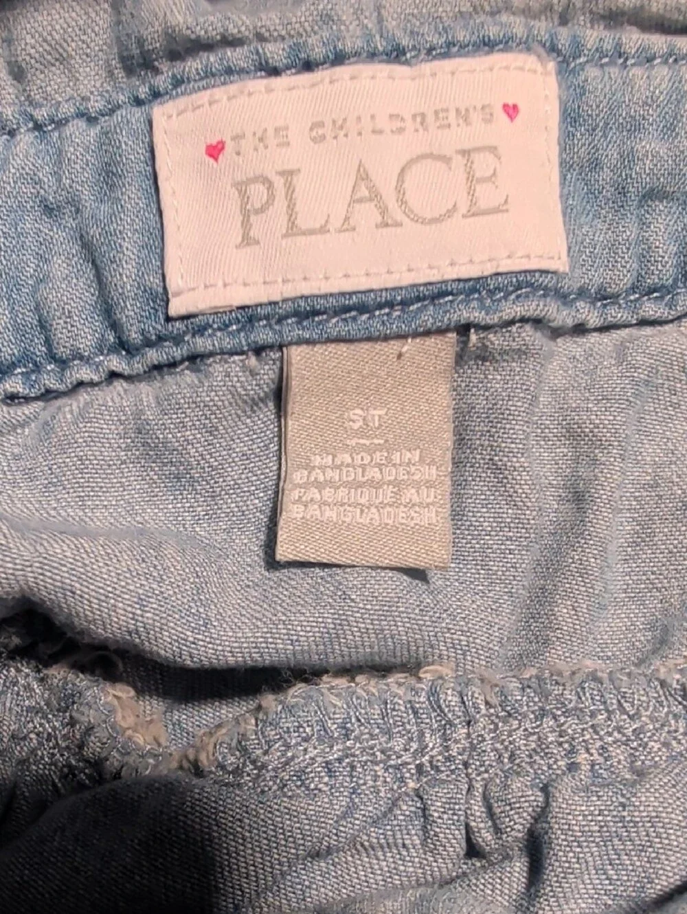 The Children's Place Girls' Sz 5 Denim Ruffle Overall Dress - Light Blue